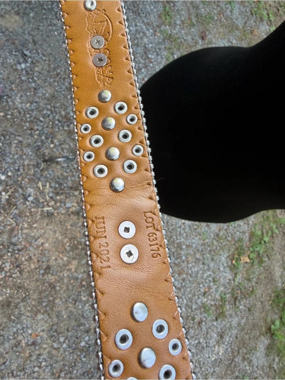 Youth Size Brown Studded Western-Style Belt with Ornate Silver Buckle